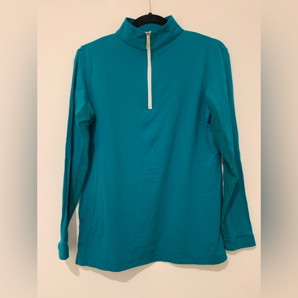 Teal tailored Sportsman riding icefill sun shirt Long Sleeve Quarter-Zip Top